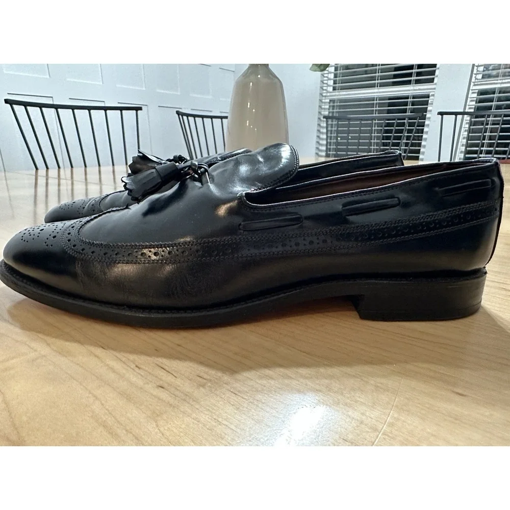 ALLEN EDMONDS BERWICK Black Leather Wing Tip Tassel Loafer Shoes 11 C